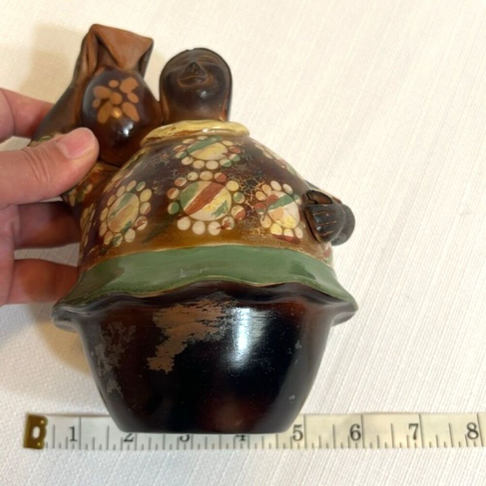 Rare Vintage Chulucanas Peru Signed Sandoval Valdez Pottery Figurine Folk Decor - Picture 10 of 11